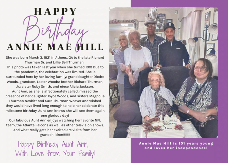 Birthday Celebration:  Annie Mae Hill 