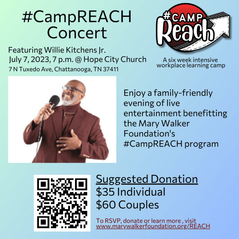 Rock & Roll Hall of Fame inductee Willie Kitchens, Jr -Camp REACH Benefit Concert, July 7th at 7PM